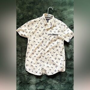 Forever 21 Cream Bird Print Shirt